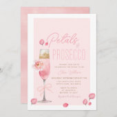 Elegante Bloemen en Prosecco Bruidsfeest Kaart (Voorkant / Achterkant)