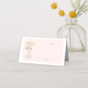 Elegante Bloemen en Prosecco Plaatskaart