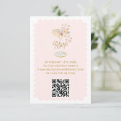 Elegante Bloemen en Prosecco QR Code RSVP Kaart (Staand voorkant)