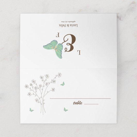 Elegante bloemen- en vlinderbruiloft (Buitenkant ongevouwen)