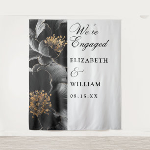 Elegante bloemen- engagementparty-fotobehang wandkleed