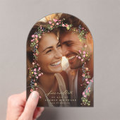 Elegante Bloemen Fotoboog Save the Date Wedding Acryl Uitnodigingen (Insitu (Draagbaar))