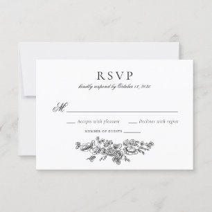 Elegante Bloemen Franse bruiloft RSVP Kaart