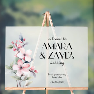 Elegante Bloemen Gepersonaliseerde Huwelijk Welkom Acryl Bord