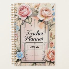 Elegante Bloemen Gepersonaliseerde Leraar Planner