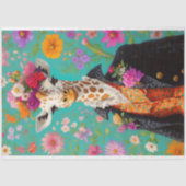 Elegante Bloemen Giraffe Decoupage Tissuepapier (Voorkant)