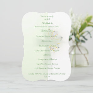 Elegante bloemen gloeiende kruis doop uitnodiging
