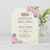 Elegante Bloemen Goud Arabisch Islamitische Moslim Kaart (Staand voorkant)