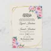 Elegante Bloemen Goud Arabisch Islamitische Moslim Kaart (Voorkant / Achterkant)