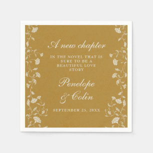 Elegante  Bloemen Goud Bibliotheek Bruiloft Servet