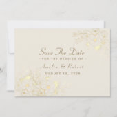 Elegante Bloemen Goud Bruiloft Save The Date (Voorkant)