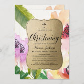 Elegante bloemen goud | doop kaart (Voorkant / Achterkant)