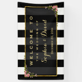 Elegante Bloemen Gouden Folie Trouwfeest Custom Spandoek (Verticaal)