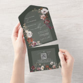 Elegante Bloemen Groen Alles In Een Trouwuitnodigi All In One Uitnodiging (Afscheurbaar)