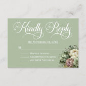 Elegante Bloemen Groen en Wit Trouwen RSVP Informatiekaartje (Voorkant)