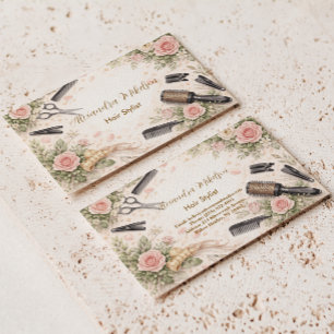 Elegante Bloemen Haarstudio Zakelijk Visitekaartje