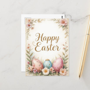 Elegante Bloemen Happy Easter Greeting Briefkaart