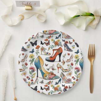 Elegante Bloemen Hoge Hak SCHOENEN Bloemen Vlinder Papieren Bordje