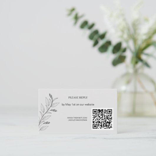 Elegante Bloemen Huwelijk QR RSVP Informatiekaartje (Staand voorkant)