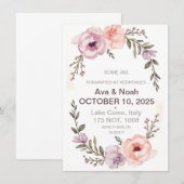 Elegante Bloemen Huwelijksuitnodiging | blozen Kaart (Voorkant / Achterkant)