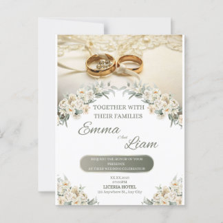 Elegante Bloemen Huwelijksuitnodiging – Emma & Lia Briefkaart