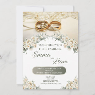 Elegante Bloemen Huwelijksuitnodiging – Emma & Lia Kaart