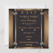 Elegante Bloemen Huwelijksuitnodiging Goud & Zilve Kaart (Voorkant)