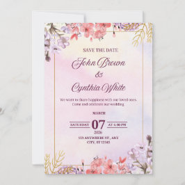 Elegante Bloemen Huwelijksuitnodiging Kaart