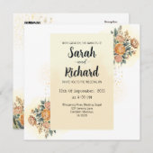 Elegante Bloemen Huwelijksuitnodiging met QR-code Kaart (Voorkant / Achterkant)