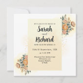 Elegante Bloemen Huwelijksuitnodiging met QR-code Kaart (Voorkant)