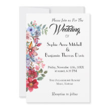 Elegante Bloemen Huwelijksuitnodiging met Waterver