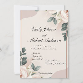 Elegante Bloemen Huwelijksuitnodiging met Zachte R Kaart