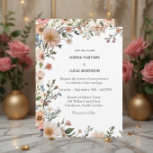 Elegante Bloemen Huwelijksuitnodiging | Rustic Bot Kaart