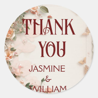 Elegante bloemen Huwelijksuitnodiging Sticker Op m