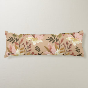 Elegante Bloemen in stoffige Roos Hues & Golden To Lichaamskussen