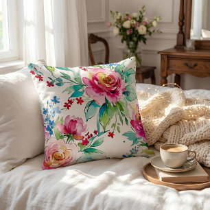 Elegante Bloemen in Waterverf – Naadloze Roze Roze Kussen