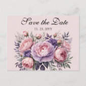 Elegante bloemen in zachte pastel Save the Date Briefkaart (Voorkant)