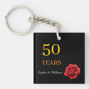 Elegante Bloemen Keepsake – Romantische Rode Roos Sleutelhanger