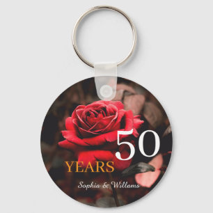 Elegante Bloemen Keepsake – Romantische Rode Roos Sleutelhanger