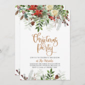 Elegante Bloemen Kerstfeest uitnodiging (Voorkant / Achterkant)