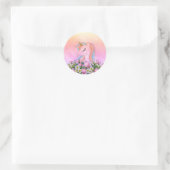 Elegante bloemen, kleurrijke, regenboog eenhoorn ronde sticker (Tas)