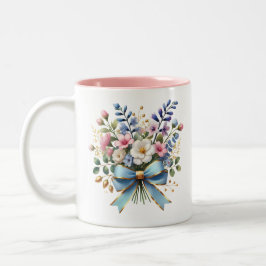 Elegante Bloemen Koffiekopje Cadeau voor Haar Tweekleurige Koffiemok