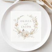 Elegante Bloemen Krans Bruiloft Servet