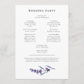 Elegante Bloemen Lavendel Huwelijk dubbelzijdig Programma (Achterkant)