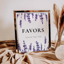 Elegante Bloemen Lavendel Wedding Favorieten teken Poster