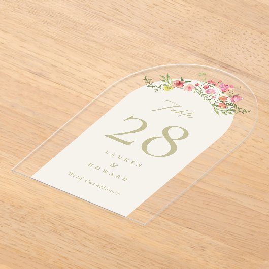 Elegante bloemen lente Acrylen Boog Tafelkaartje Acryl Uitnodigingen (Laagn)