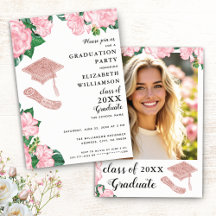 Elegante Bloemen Licht Roze en Wit Afstuderen