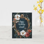 Elegante Bloemen Lijst CUSTOM VERJAARDAG NAAM Kaart (Gele Bloem)