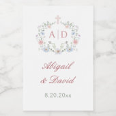 Elegante Bloemen Lijst Religieuze bruiloft monogra Wijn Etiket (Enkel label)