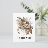 Elegante Bloemen Loof en Veren Bedankt Briefkaart (Staand voorkant)